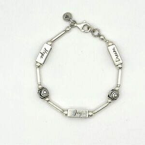 Silpada Retired B1913 Sterling Silver “Hope, Joy, Dream” Bead Bracelet